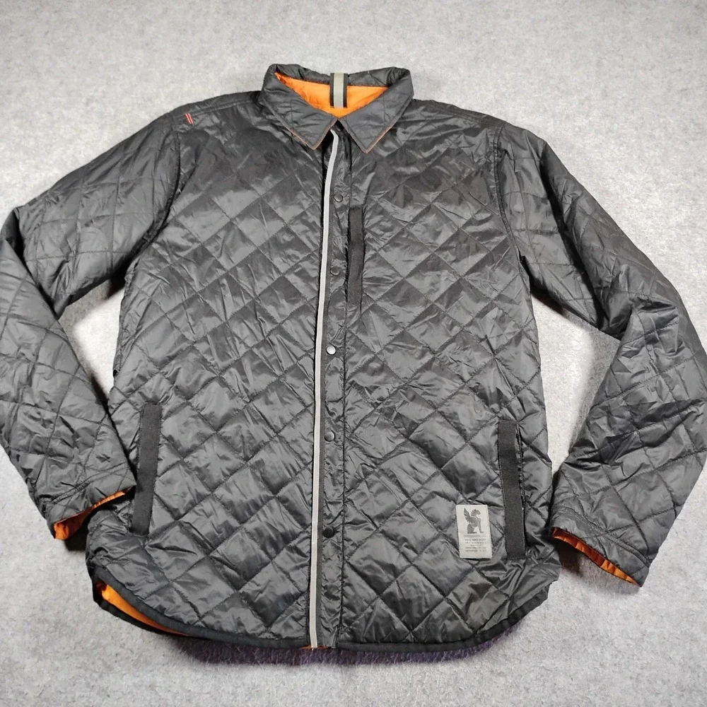 Chrome Industries Warm Workshirt Jacket Mens XL Black Orange Quilted Reversible
